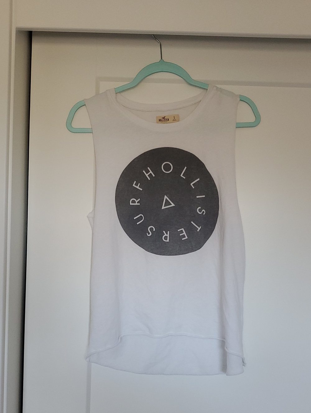 Hollister White Tank with Gray Circular Logo